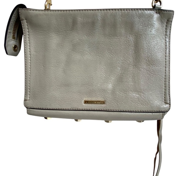 Rebecca Minkoff Mini Leather Moto 3 Zip Crossbody Stud Clutch in Putty - Picture 5 of 16